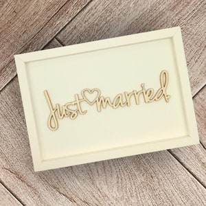 Just married | Schriftzug aus Holz | Filigrane Holzschrift | Geld verschenken
