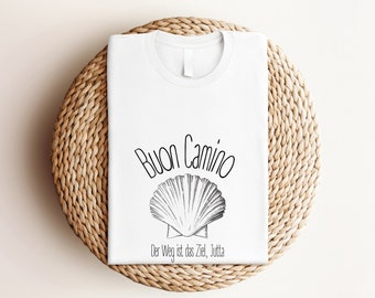 T-shirt | Way of St. James personalized | Buon Camino | in white