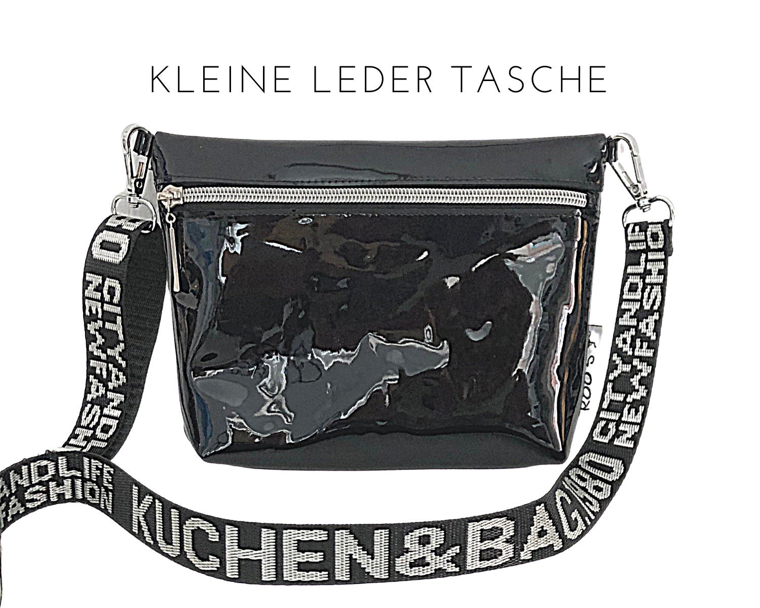 black patent leather crossbody