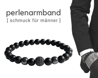 Black beaded bracelet | Onyx | Zirconia jewellery bead | Men's jewellery | Men's bracelet | Gift for husband | Bracelet for man