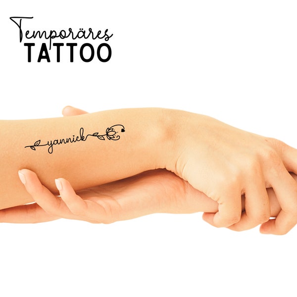 Personalisierbares Tattoo | JGA | temporäres Tattoo mit Namen | 3er Set | diverse Gestaltungen | Lotusblüte