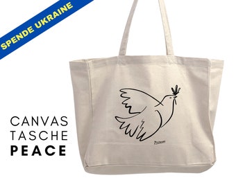 Large Canvas Shopper Peace | XXL Bag | Beach bag | Cloth bag | nature | Dove of peace by Picasso | Donation Ukraine