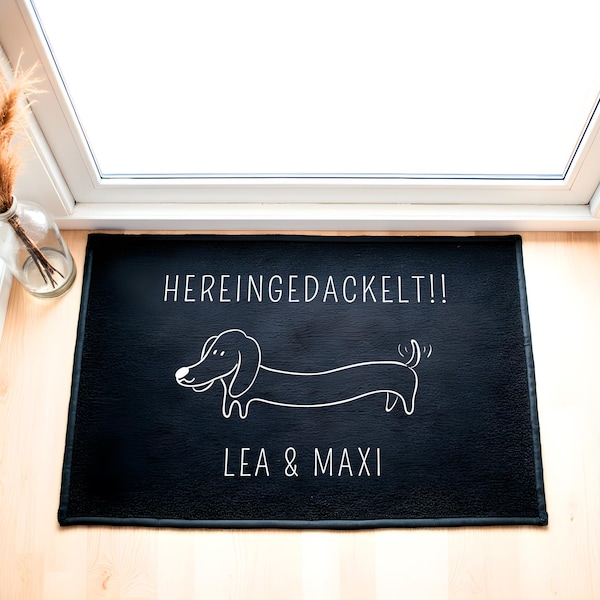 Doormat "Dachshunds Welcome" | Personalized doormat with name and dachshund motif