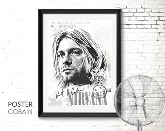 Kurt Cobain Poster | Rock star Nirvana | Art Collage | Pop Art