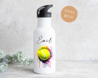 Edelstahl Trinkflasche | Tennis | Sportflasche Personalisierbar