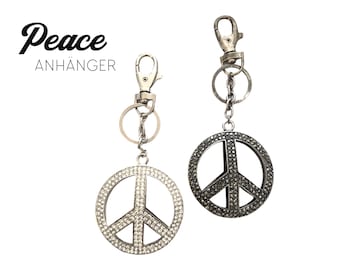 Peace Sign | Rhinestone | Large pendants for bag or keys