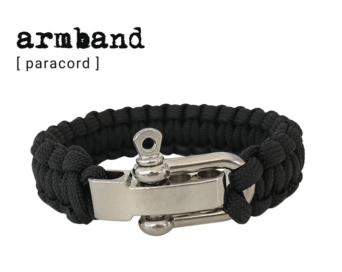 Paracord Bracelet | silver shackle closure | Survivor Style | Outdoor | Men's Bracelet | black