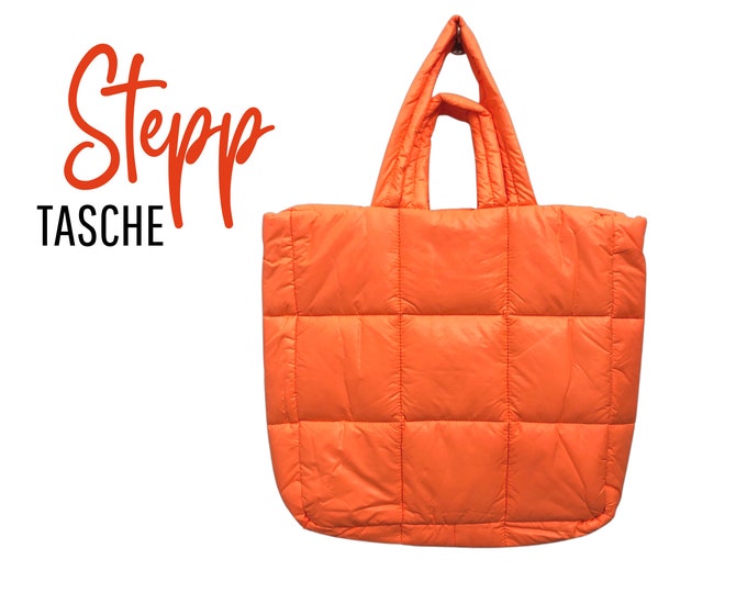 Quilted bag | Orange | quilted handbag | Fur strap | Macramé strap
