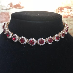 Rhinestone Necklace Red Bridal Choker