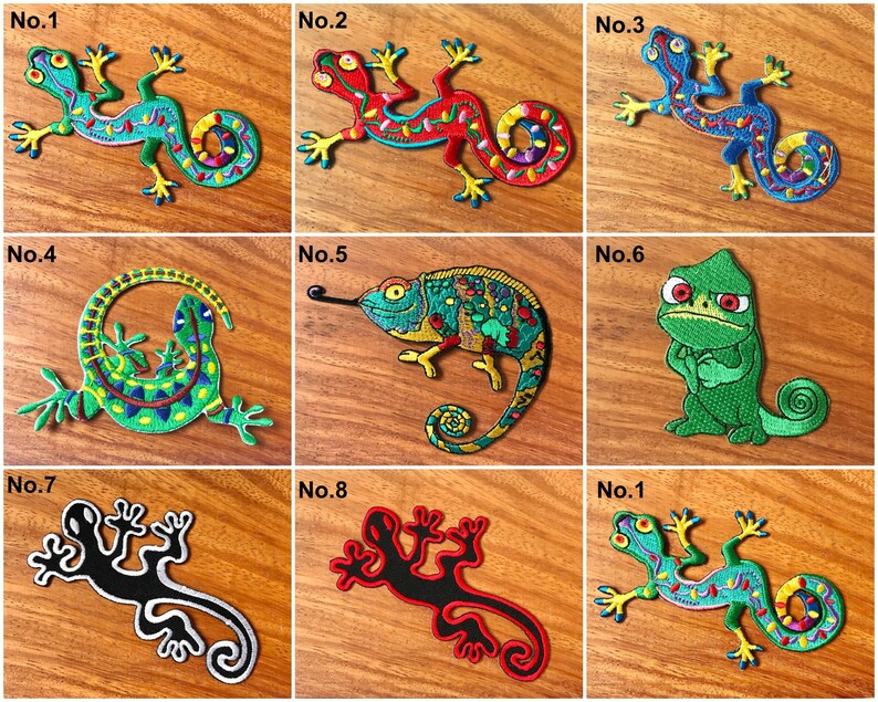 Black Salamander Lizard Embroidered Embroidery Iron Sew On Patch Badge Motif