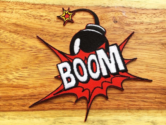 Bam Pow Kaboom Wow Boom Sound Effect Embroidered Sew on Iron on Patch