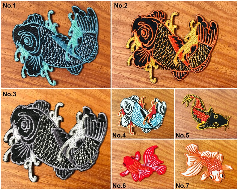 Sewing 7 japan koi fish embroidered sew on iron on carp patch applique Sewing 7 japan koi fish embroidered sew on iron on carp patch applique