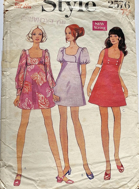 Style 2576 1960s Babydoll Mini Puff Sleeve Dress Size 10 Bust 32 1 2 Etsy Australia
