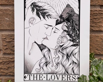 The Lovers, print of original tarot art illustration, A4