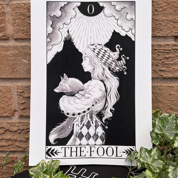 The Fool, print of original tarot art illustration, A4