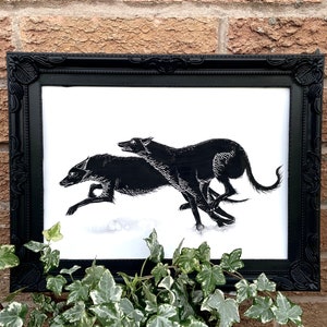 The Run - Black Hounds - Illustration Print - Ink Art - Gothic - Dark - Horror - A4