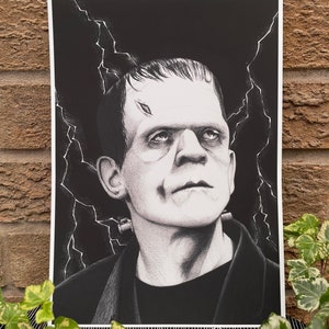 Het monster, afdruk van origineel klassiek horrorportret, A4