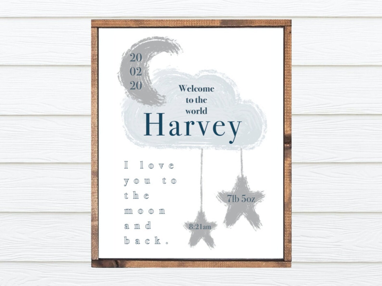 PERSONALISED Baby Boy Stats Print Birth Information Gift | Etsy
