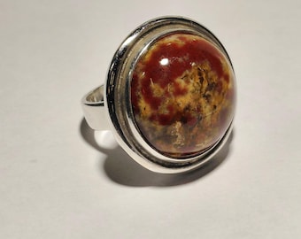 Einzigartiger Modernist Silberring von Saara Hopea mit großem Jaspis
