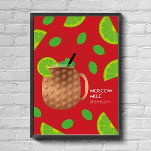 Moscow Mule Cocktail - Illustrated Art Print Poster