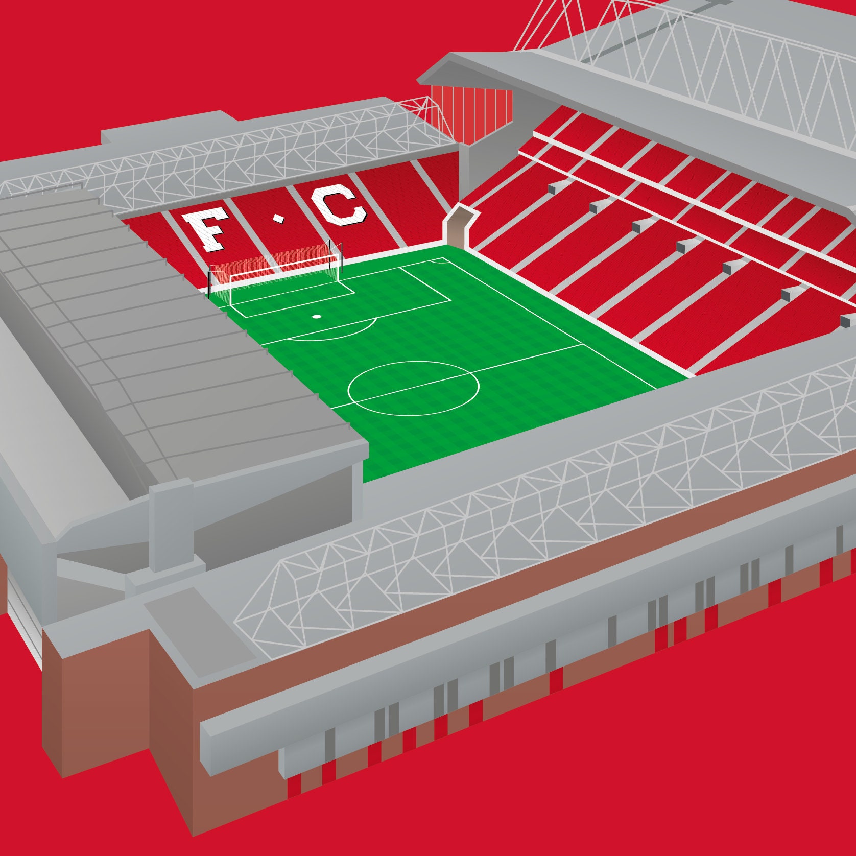 Anfield Liverpool FC Illustrated Football Stadium Art Print Poster
