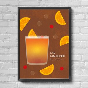 Ouderwetse Cocktail - Geïllustreerde Kunst Print Poster