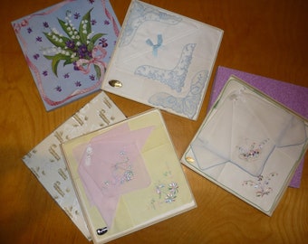 3 Vintage Original boxes Women's Handkerchiefs -  1940 - 50- # 2329