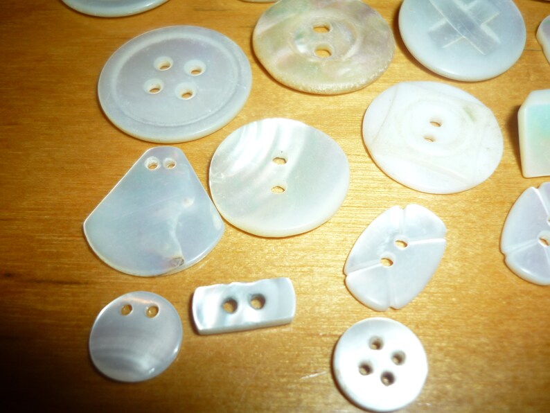Lot 23 vintage Mother of Pearl buttons natural various shapes and sizes #2936