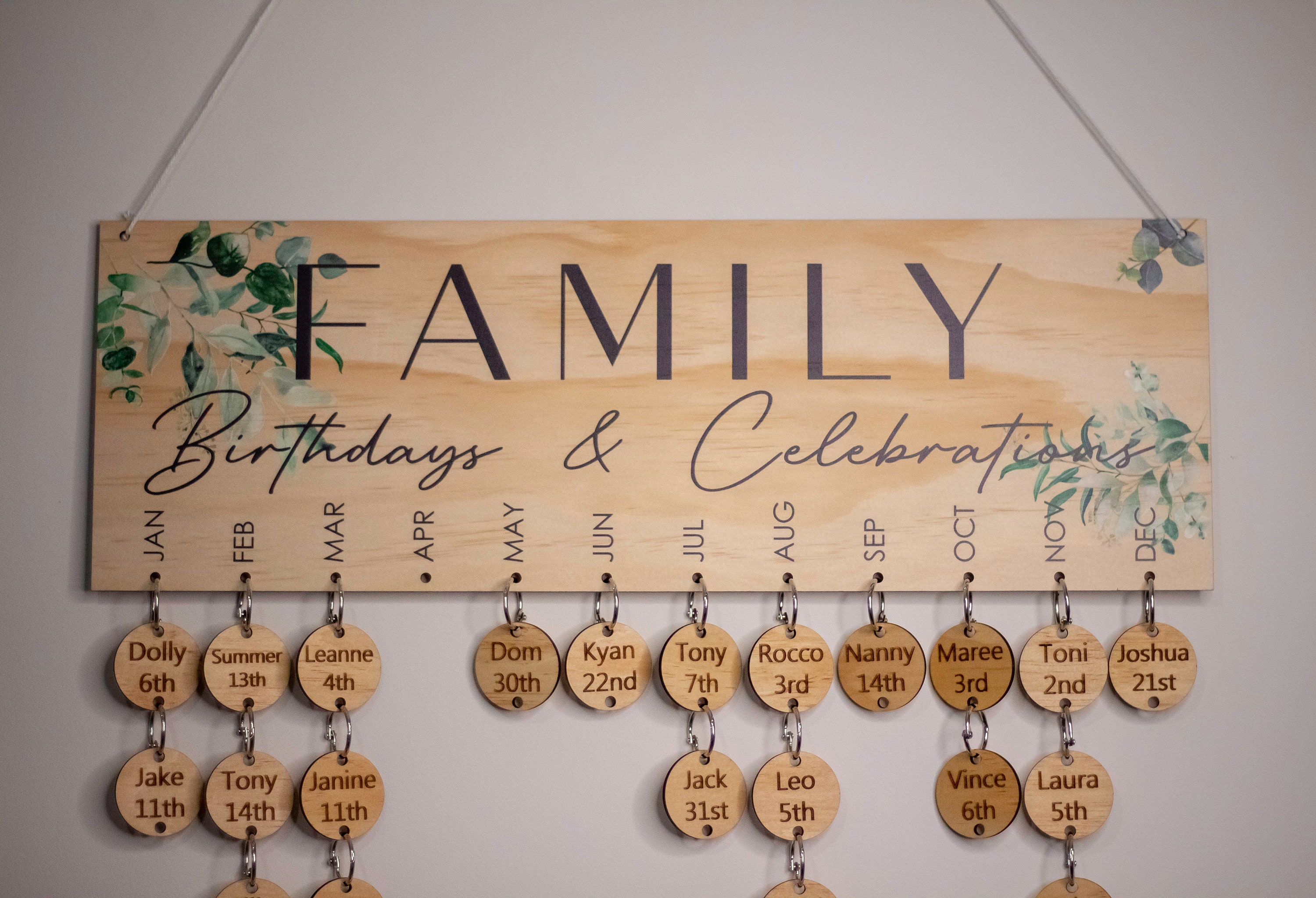 Personalised Wooden Birthday Calendar Family Birthdays - Etsy Australia
