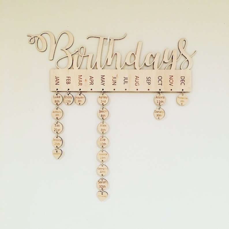 Personalised wooden birthday calendar Birthday board Family Birthdays Mother's day gift Personalised gift Home decor image 7