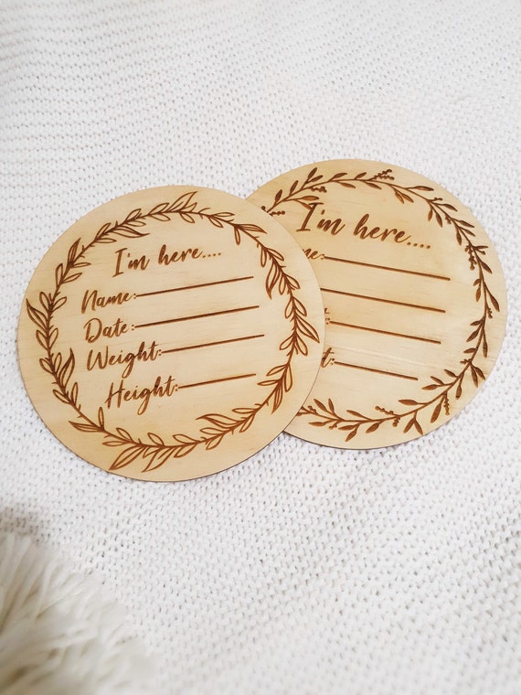 wooden baby announcement