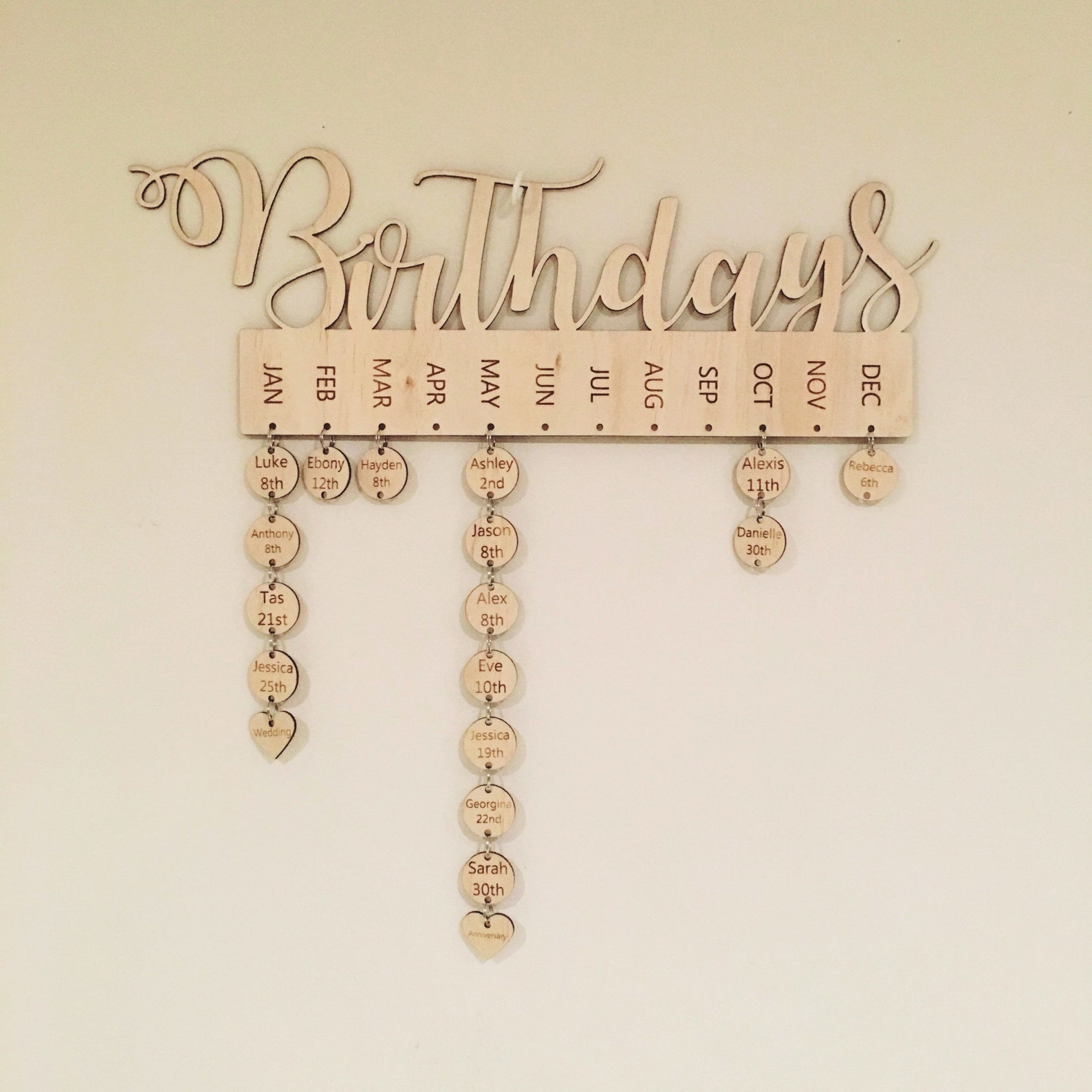 Personalised Wooden Birthday Calendar Birthday Board Etsy Australia