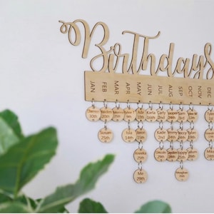 Personalised wooden birthday calendar Birthday board Family Birthdays Mother's day gift Personalised gift Home decor image 3