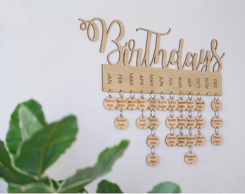 Personalised wooden birthday calendar Birthday board Family Birthdays Mother's day gift Personalised gift Home decor image 3