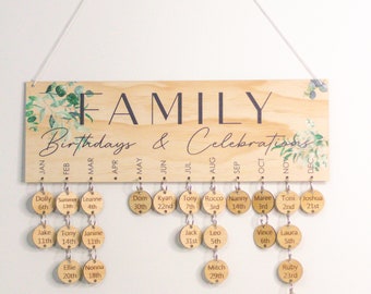 Personalised wooden birthday calendar  Family Birthdays | Mother's day gift | Personalised gift | Home decor | Family Celebrations