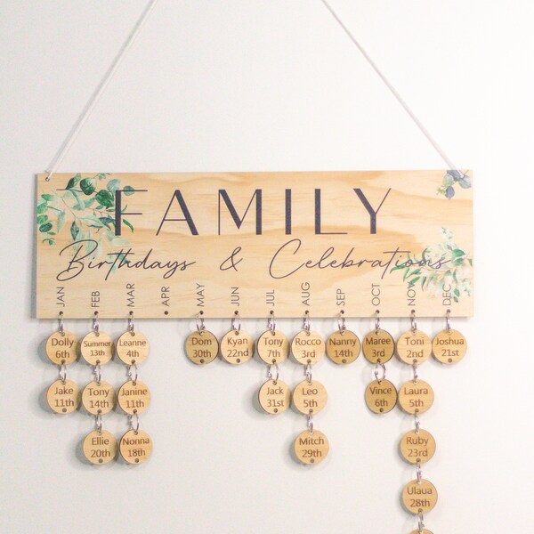 Wooden Birthday Family Calendar Etsy