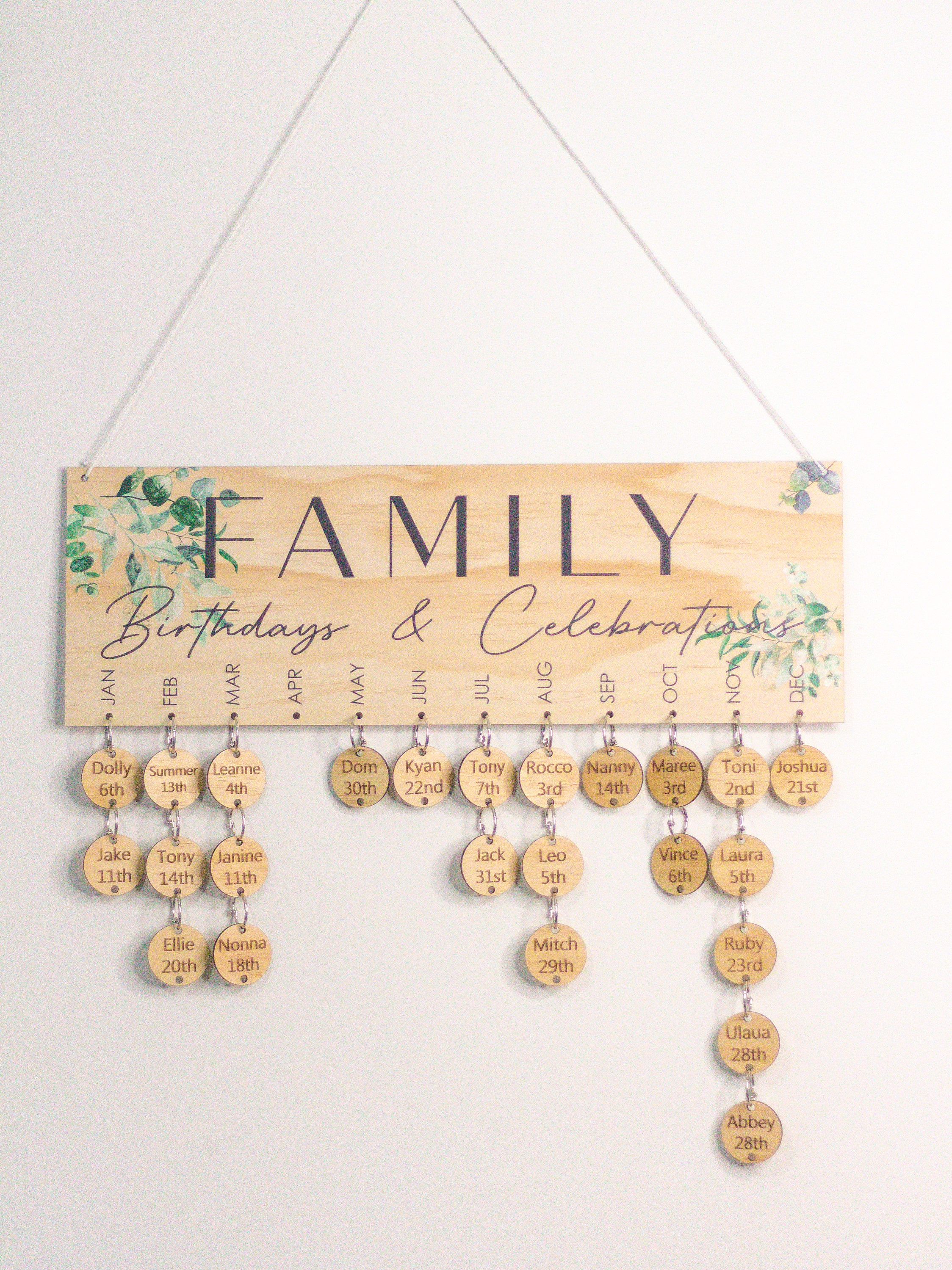 Personalised Wooden Birthday Calendar Family Birthdays Etsy Australia