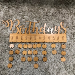 Personalised wooden birthday calendar Birthday board Family Birthdays Mother's day gift Personalised gift Home decor image 9