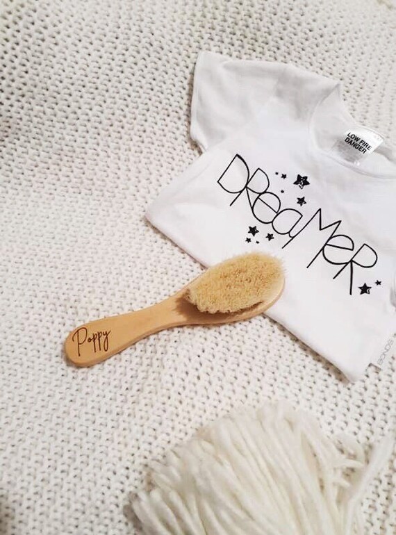 personalised wooden baby brush