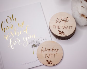 Wooden IVF milestone cards | IVF | Infertility | We're doing IVF | ivf keepsake | Made with science | Worth the wait