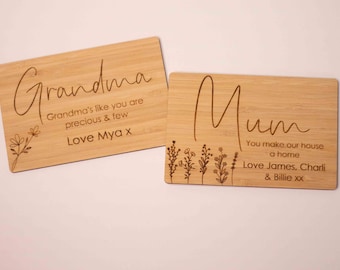 Personalised wooden postcard note