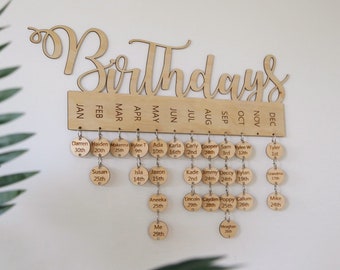 Personalised wooden birthday calendar | Birthday board | Family Birthdays | Mother's day gift | Personalised gift | Home decor