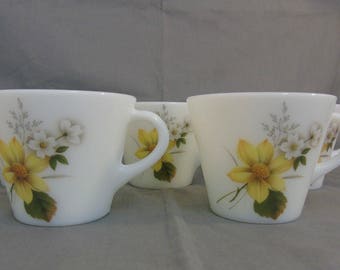 5 vintage 1960s JAJ pyrex autumn glory cups