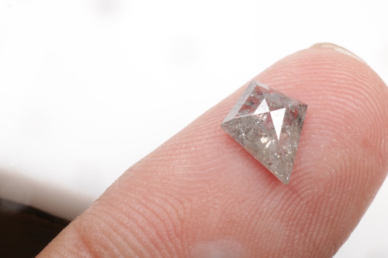 0.66 CT 8.9 X 6.9 MM Salt and Pepper Diamond Kite Shape Natural Loose Diamond Grey color R6901