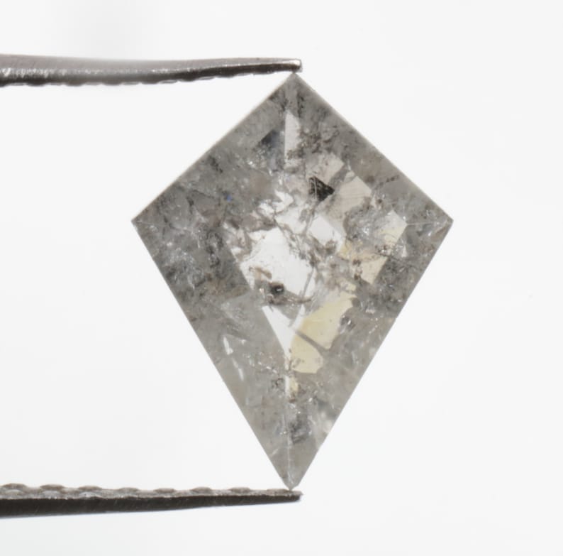 0.66 CT 8.9 X 6.9 MM Salt and Pepper Diamond Kite Shape Natural Loose Diamond Grey color R6901