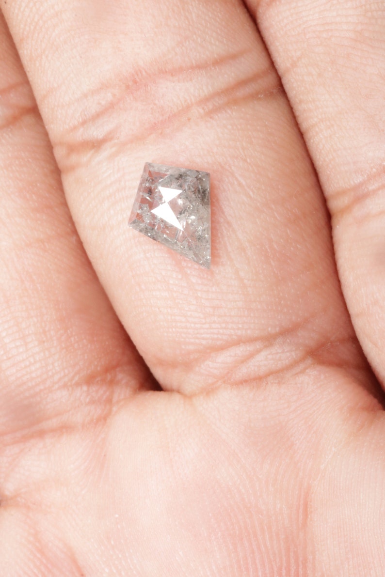 0.66 CT 8.9 X 6.9 MM Salt and Pepper Diamond Kite Shape Natural Loose Diamond Grey color R6901
