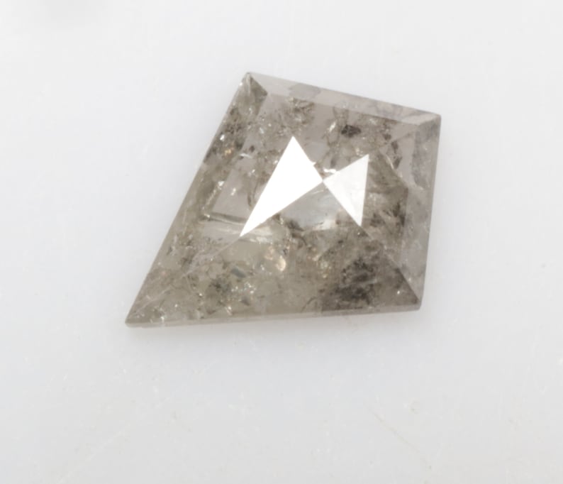 0.66 CT 8.9 X 6.9 MM Salt and Pepper Diamond Kite Shape Natural Loose Diamond Grey color R6901