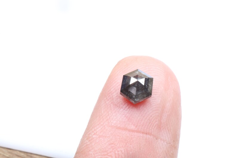 0.82 ct 5.7 X 4.9 mm Natural loose Salt and Pepper beautiful Black colour Hexagon shape Diamond R2854