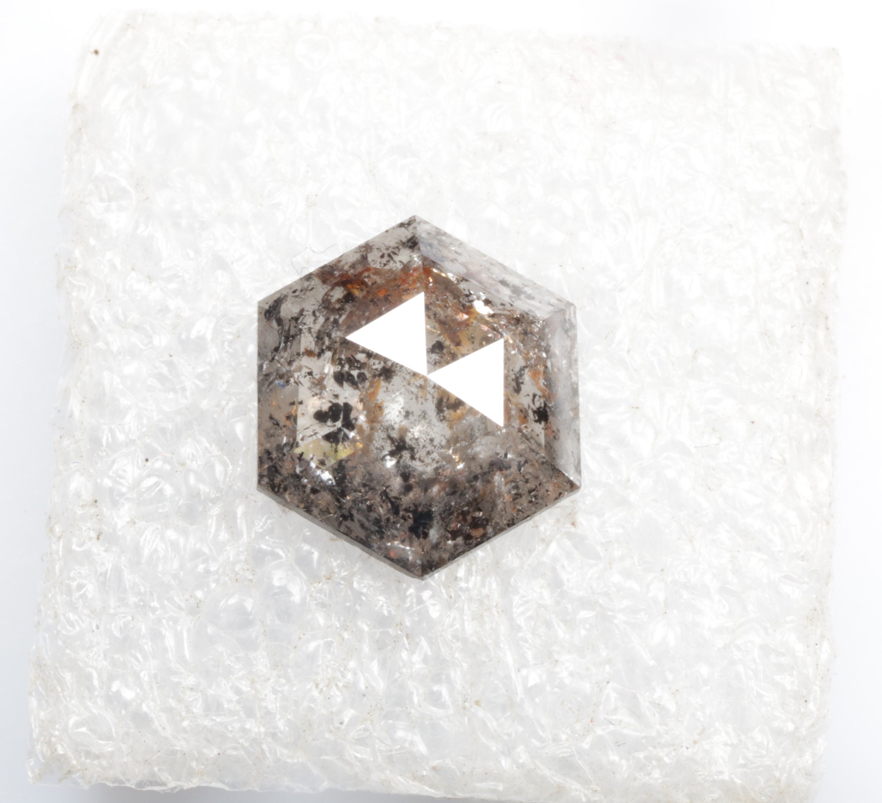 1.68 CT 9.4 X 8.2 MM Salt and Pepper Diamond Hexagon Shape Etsy