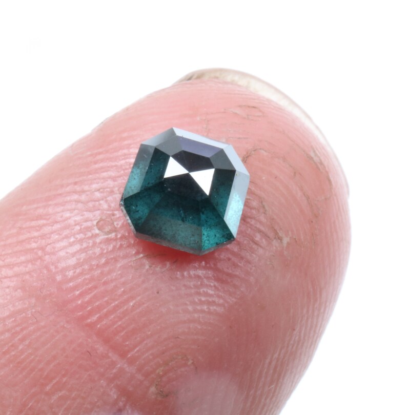 0.76 Ct 4.8 X 4.7 Mm Salt and Pepper Emerald Cut Diamond Etsy